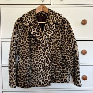 Vintage Leopard Print Faux Fur Jacket